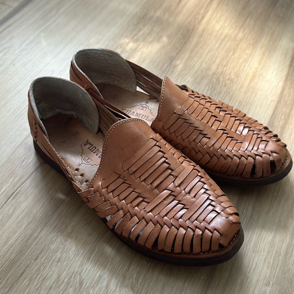Womens Chamulas Tan Huaraches - 7.5 UK / 9 US (READ DESCRIPTION)